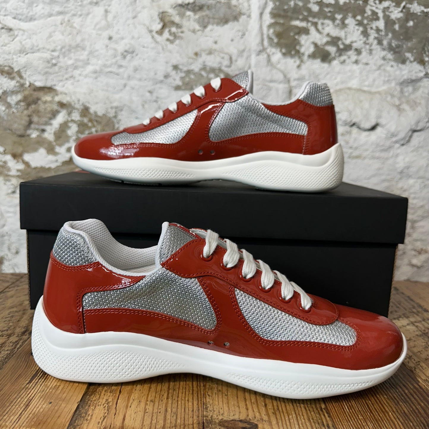 Prada Americas Cup Rame Patent Sneaker Sz 7 DS