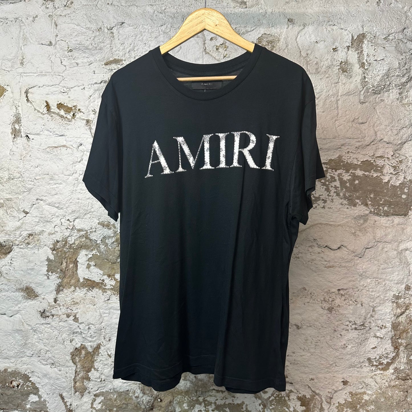 Amiri White Paisley Spellout T-shirt Black Sz M