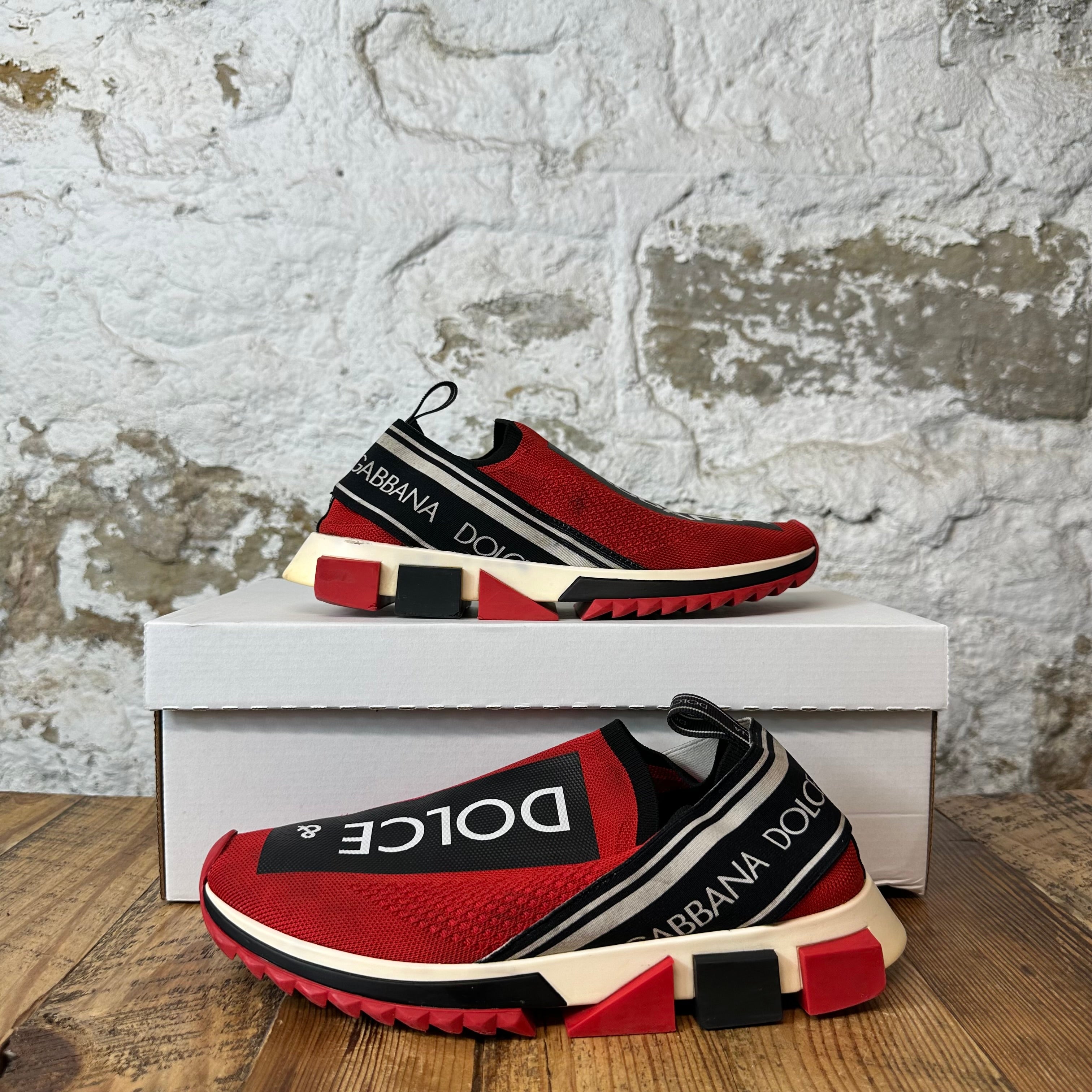 Dolce Gabbana Red White Black Sorrento Sneaker Sz 7 (40)