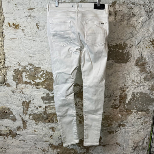 Amiri MX1 White Leather White Denim Jeans Sz 34