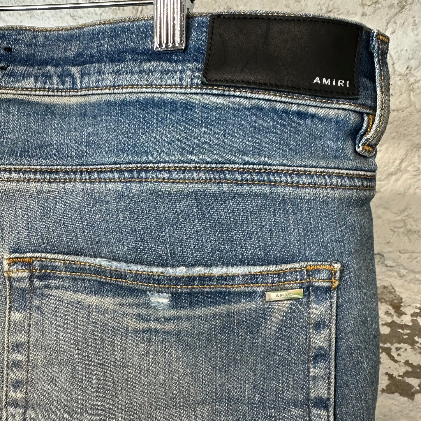 Amiri Green Camo Bones Blue Denim Jeans Sz 38