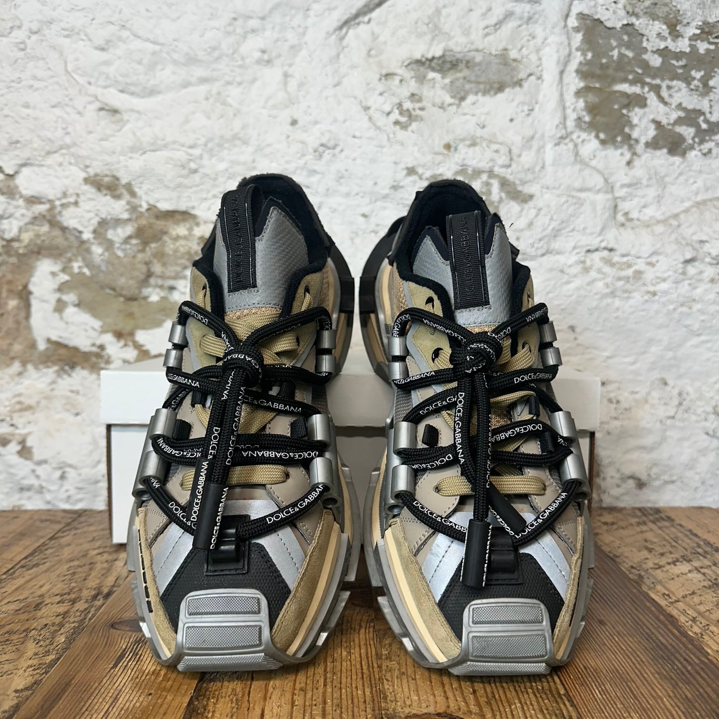 Dolce Gabbana Bassa Black Gray Beige Sneaker Sz 11 (44) No Box