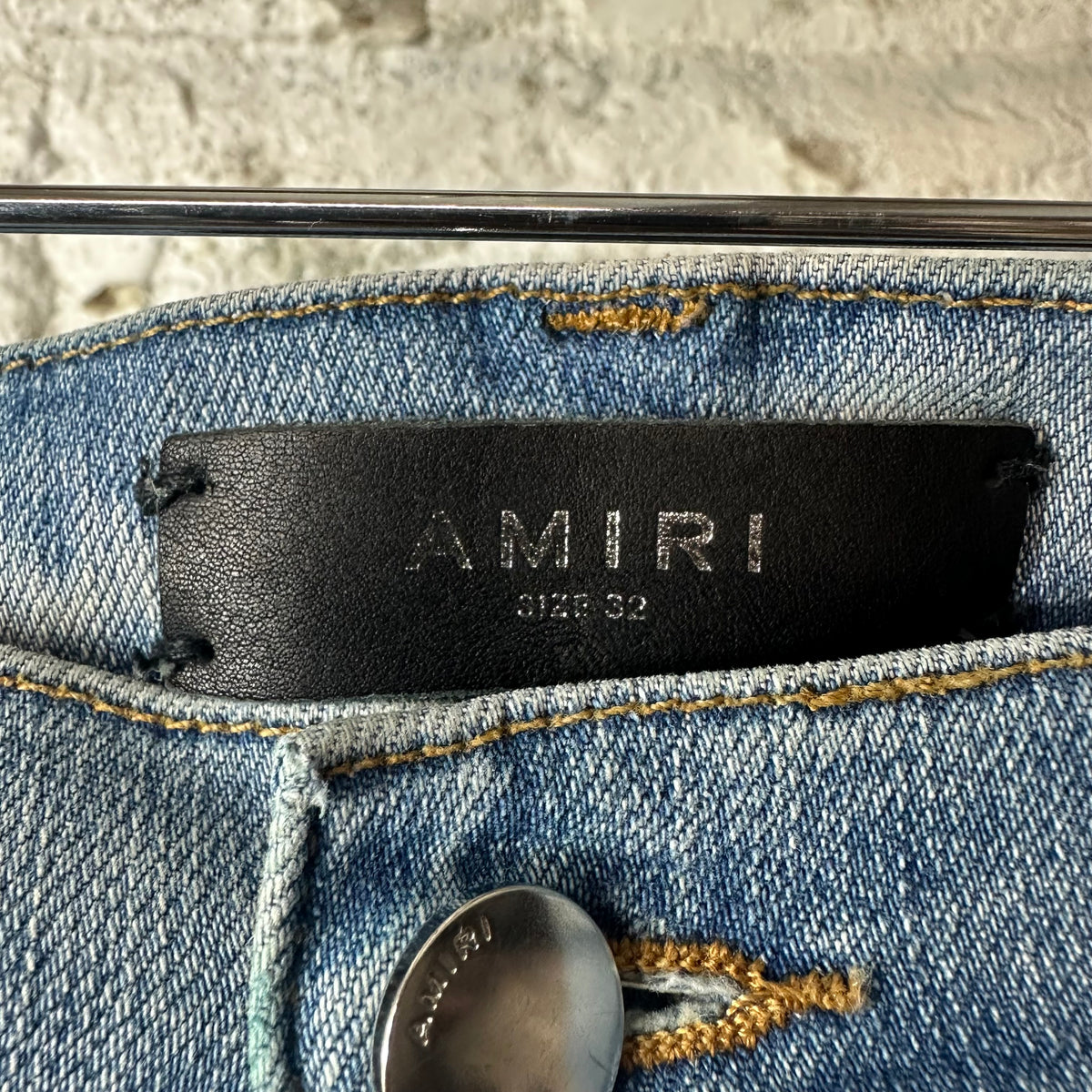 Amiri Teal Bones Blue Denim Jeans Sz 32