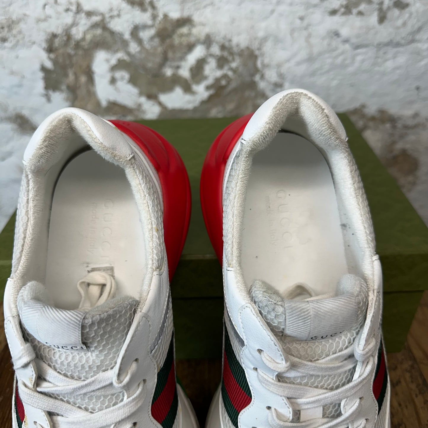 Gucci Rython White Red Green Sneaker Sz 12