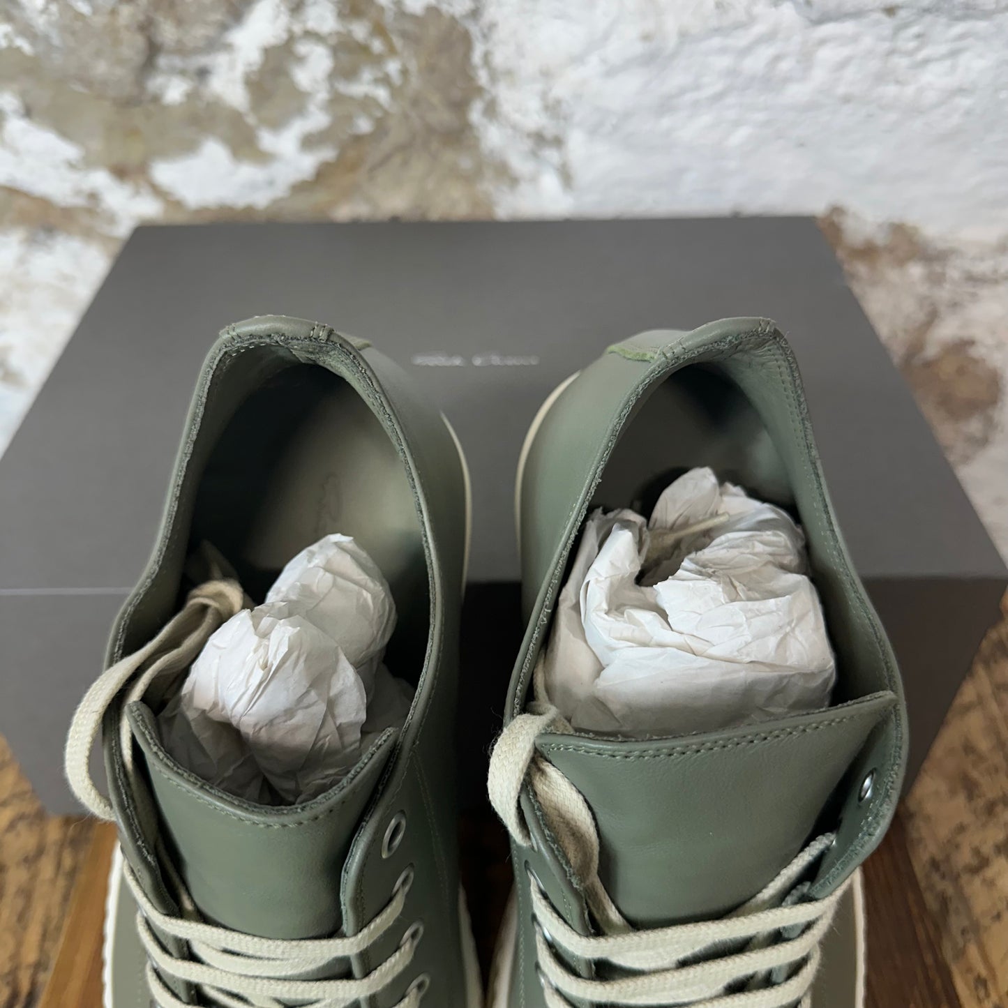 Rick Owens Hollywood Celadon Milk Sneaker Sz 8.5 (41.5) DS