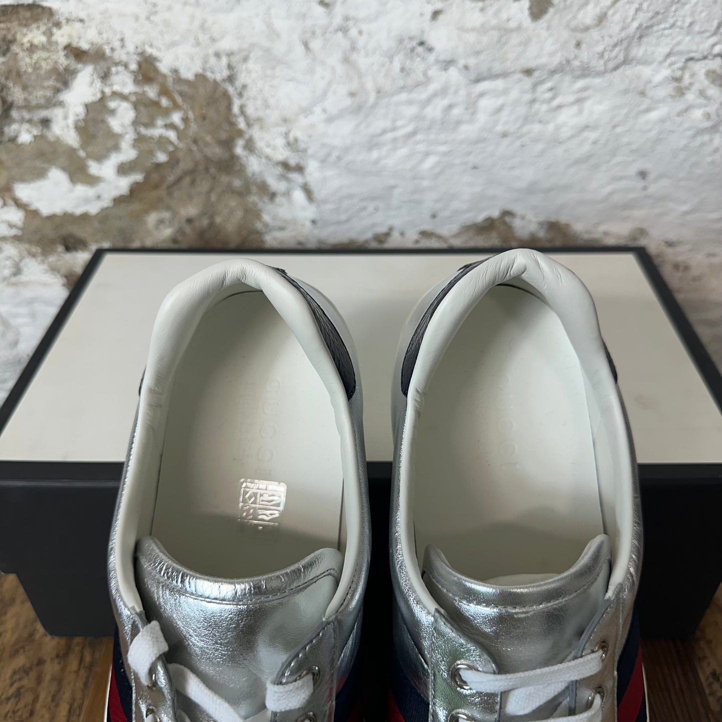 Gucci Stripe Silver Ace Sneaker Sz 10