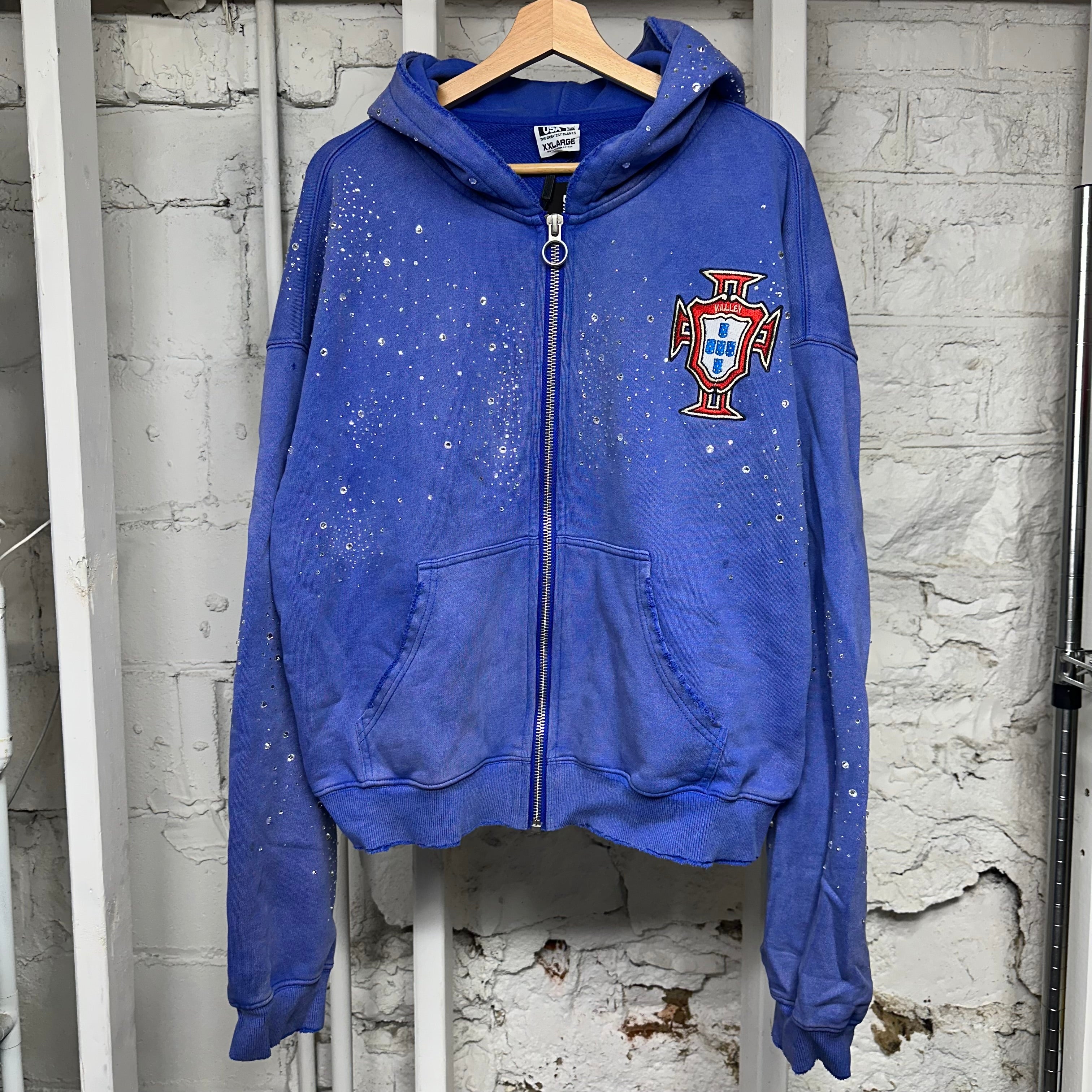 Vale Sea Cluster Blue Zip Up Hoodie Sz XXL
