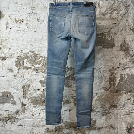 Amiri MX1 Cream Blue Suede Blue Denim Jeans Sz 32
