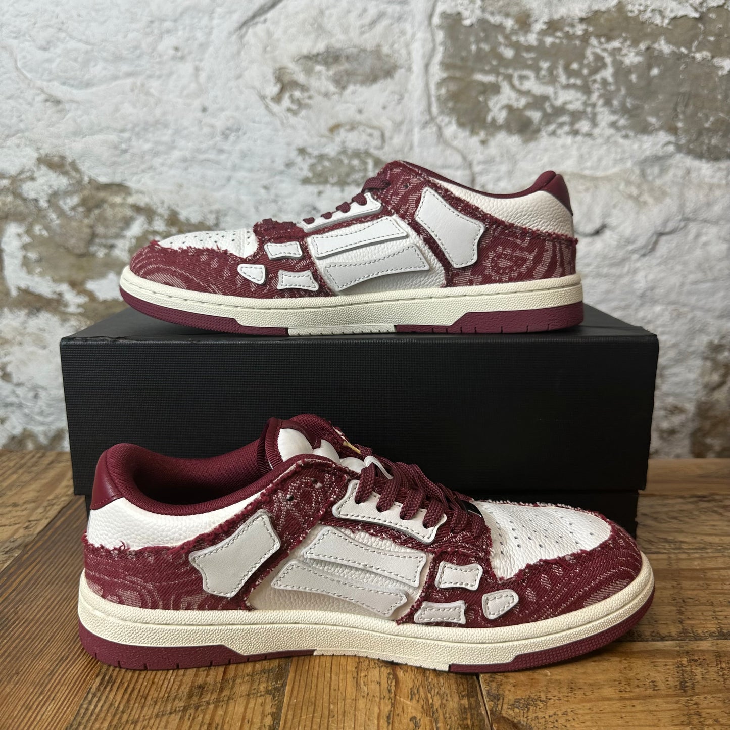 Amiri White Skeleton Burgundy White Sneaker Sz 7 (40)