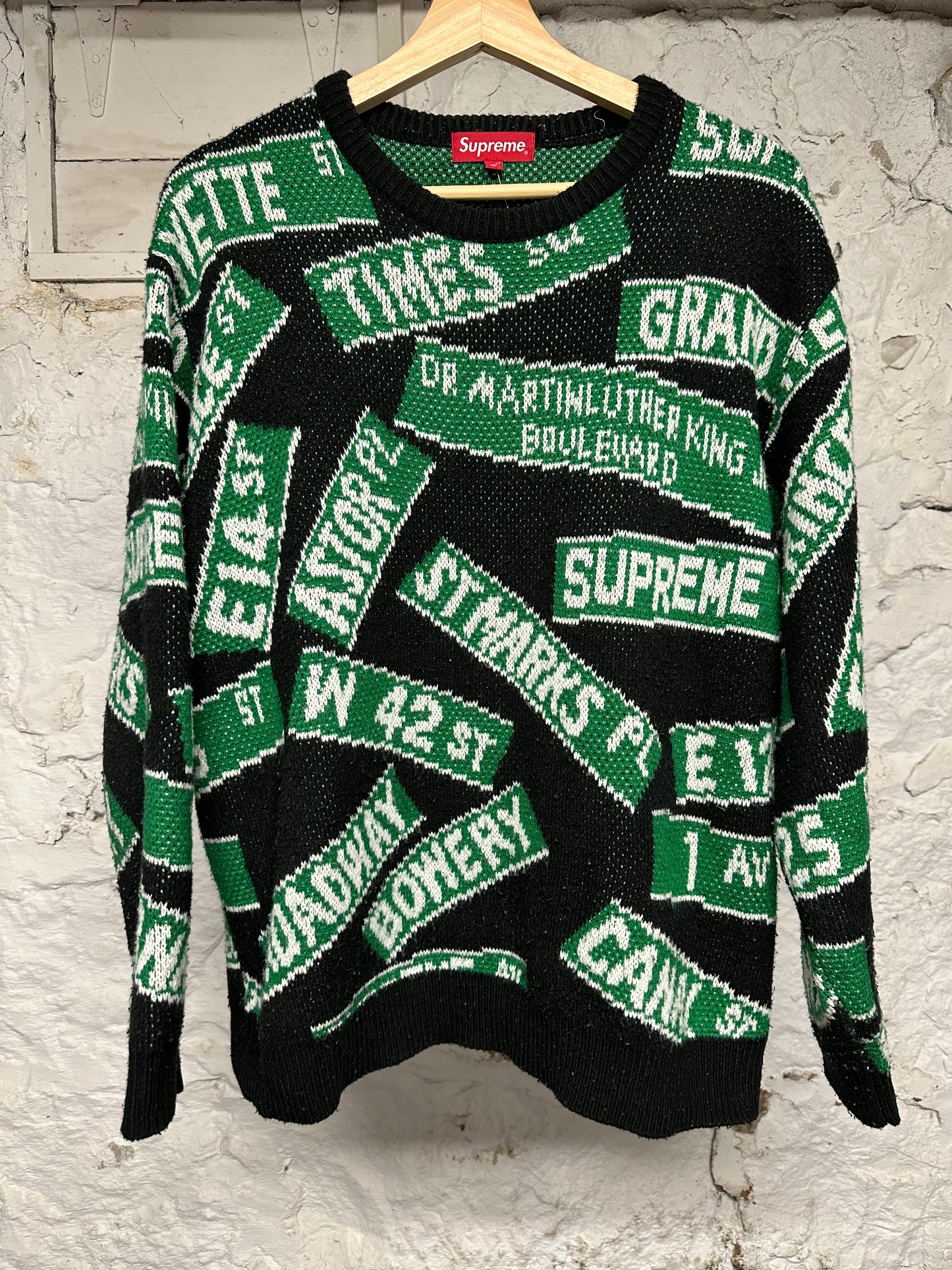 Supreme Street Signs Black Sweater Sz M
