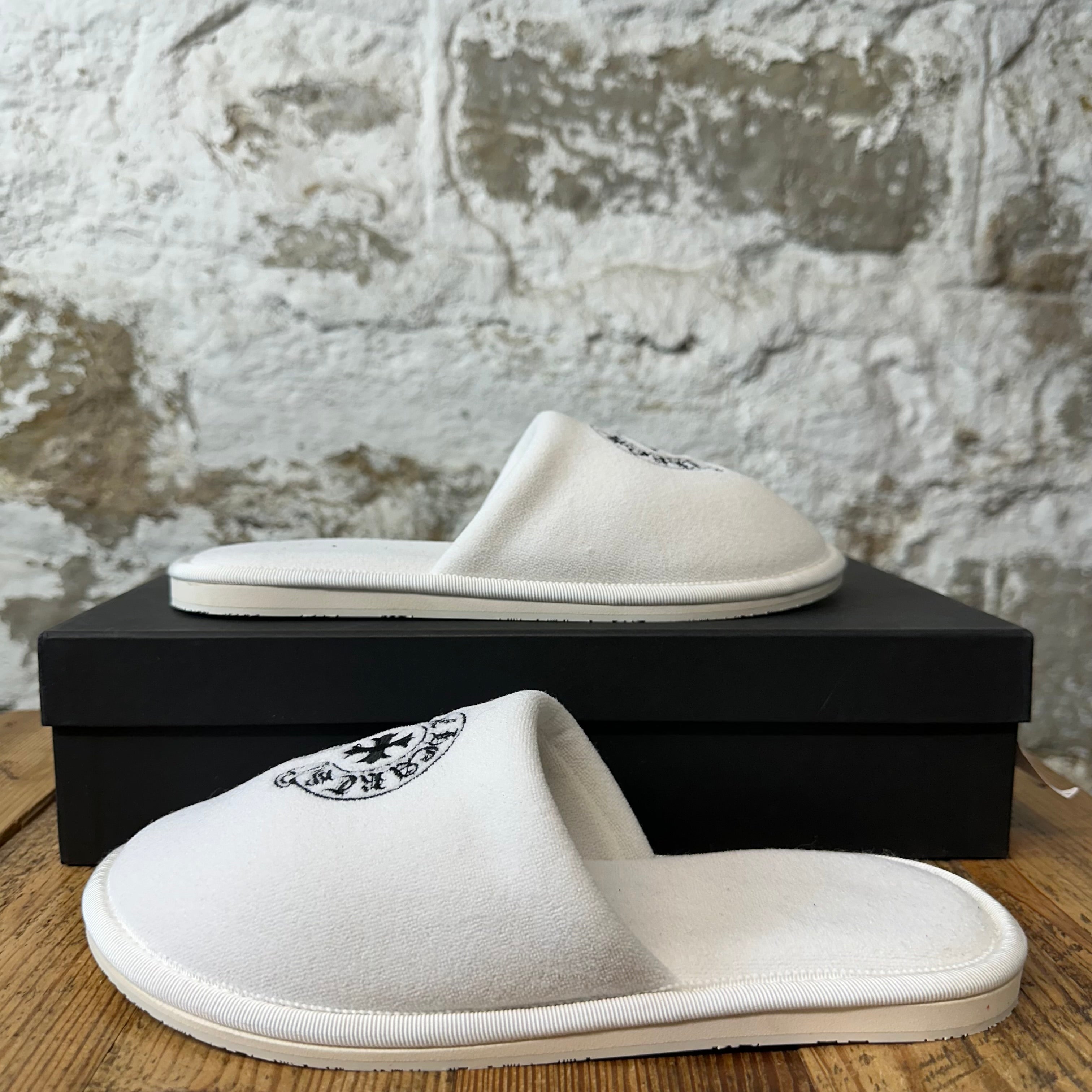 Chrome Hearts White Hotel Slippers Sz S DS