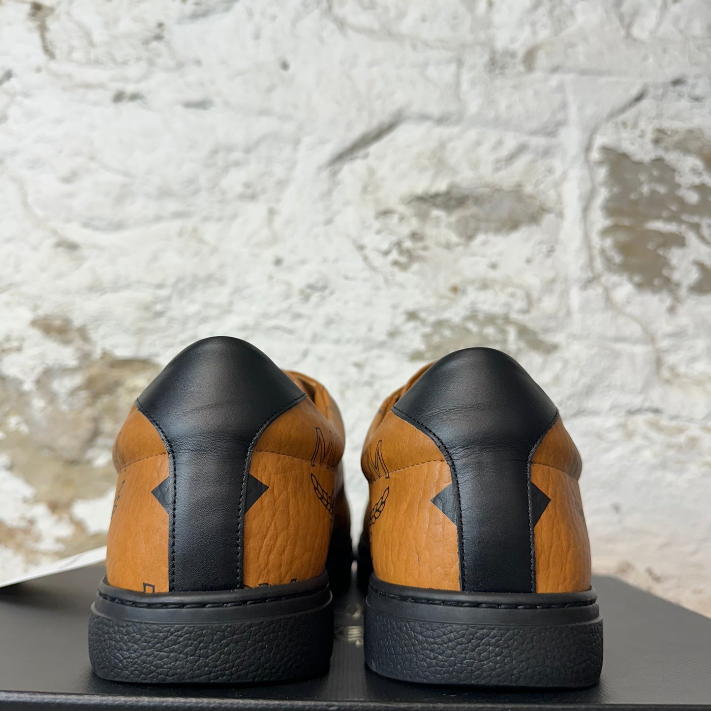 MCM Low Black Monogram Brown Sneaker Sz 11 (44) DS