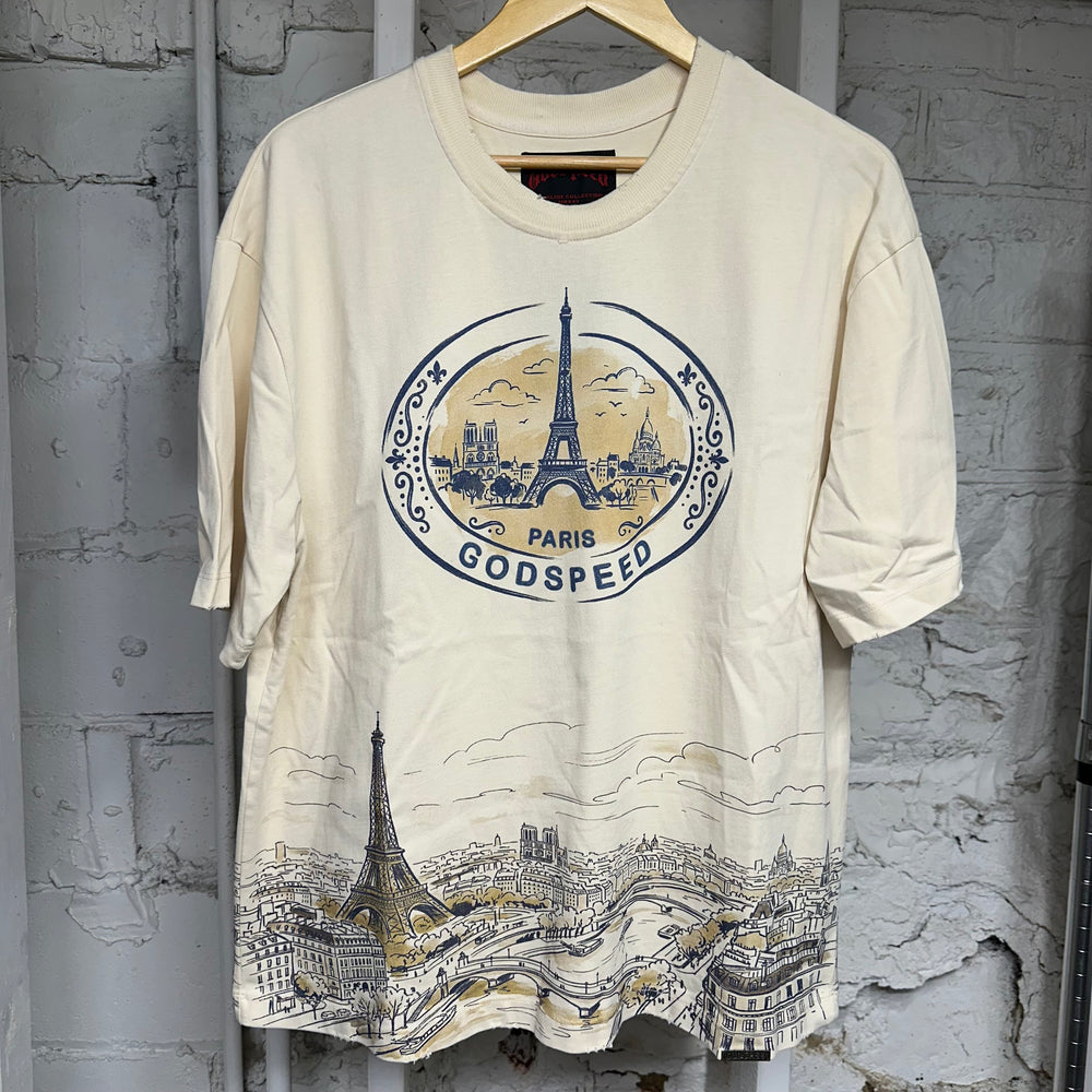 Godspeed Paris Skyline Cream T-Shirt Sz S