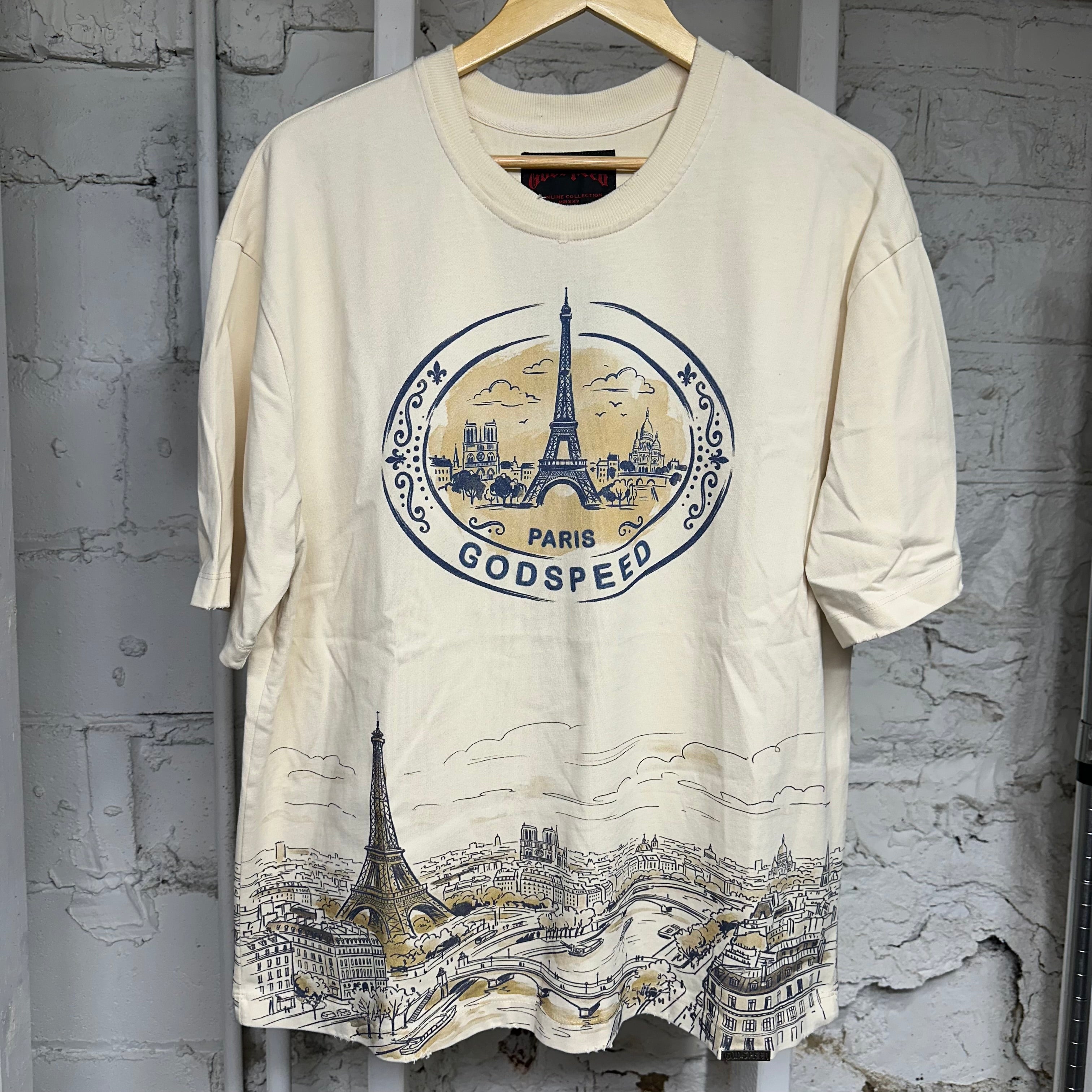 Godspeed Paris Skyline Cream T-Shirt Sz S