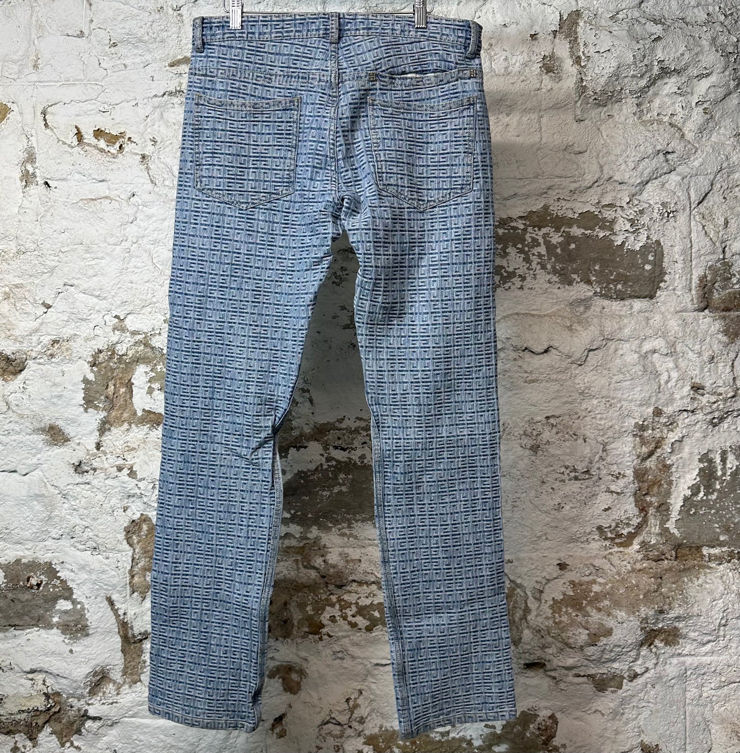 Givenchy Blue Monogram Zipper Denim Jeans Sz 31