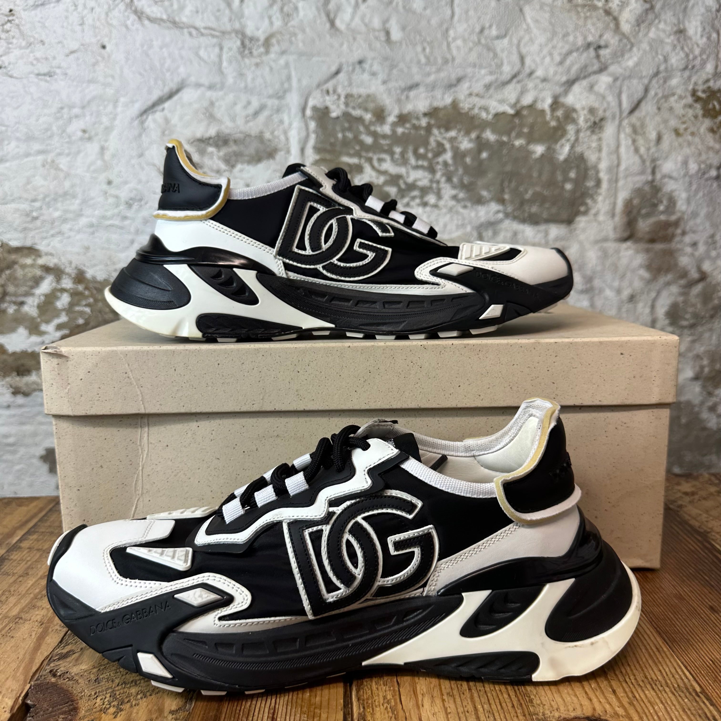 Dolce Gabbana Faster Black White Runner Sneaker Sz 9 (42)