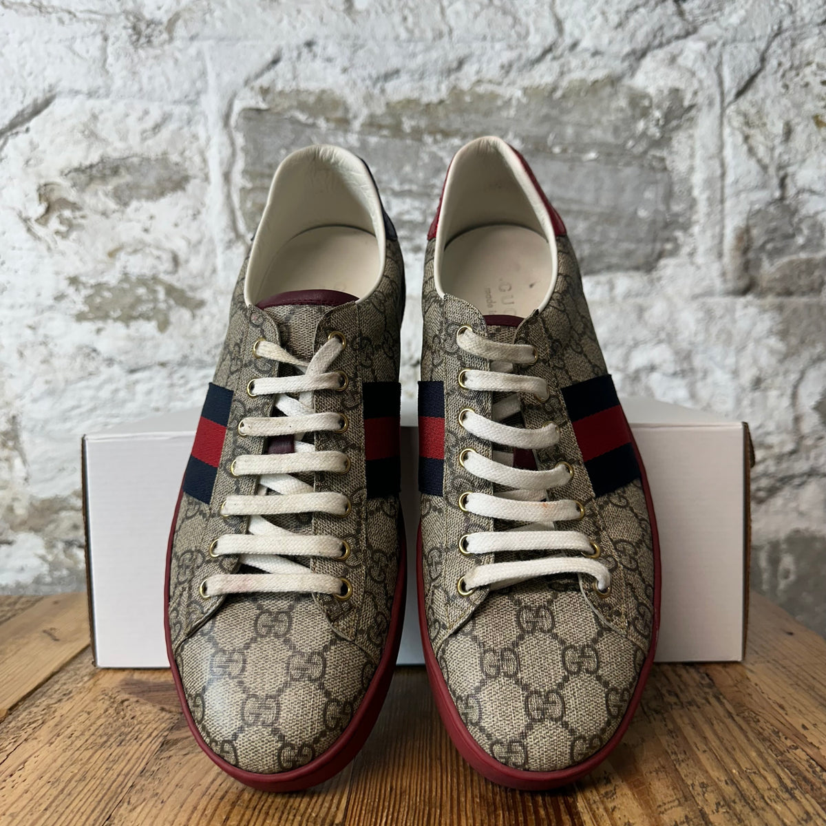 Gucci GG Monogram Red Sole Ace Sneaker Sz 10.5