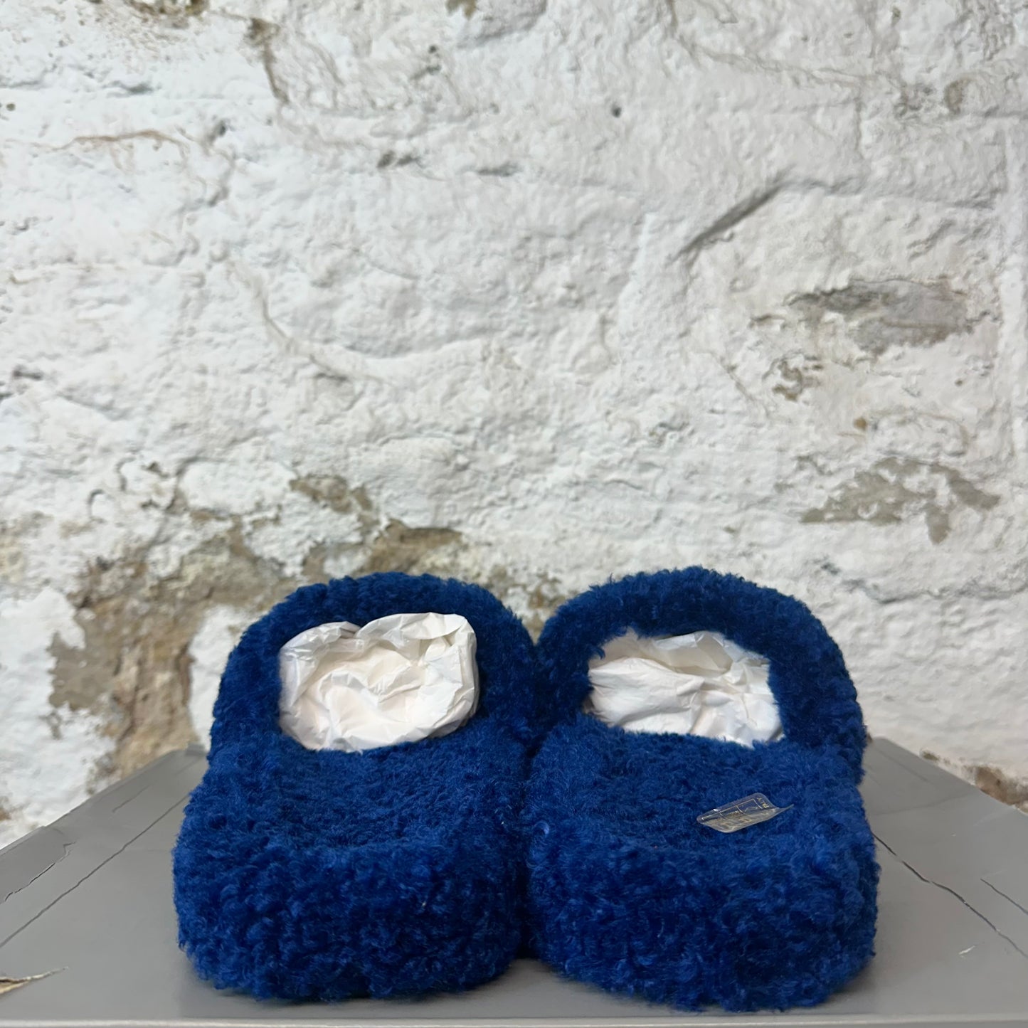 Balenciaga Political Blue Furry Slide