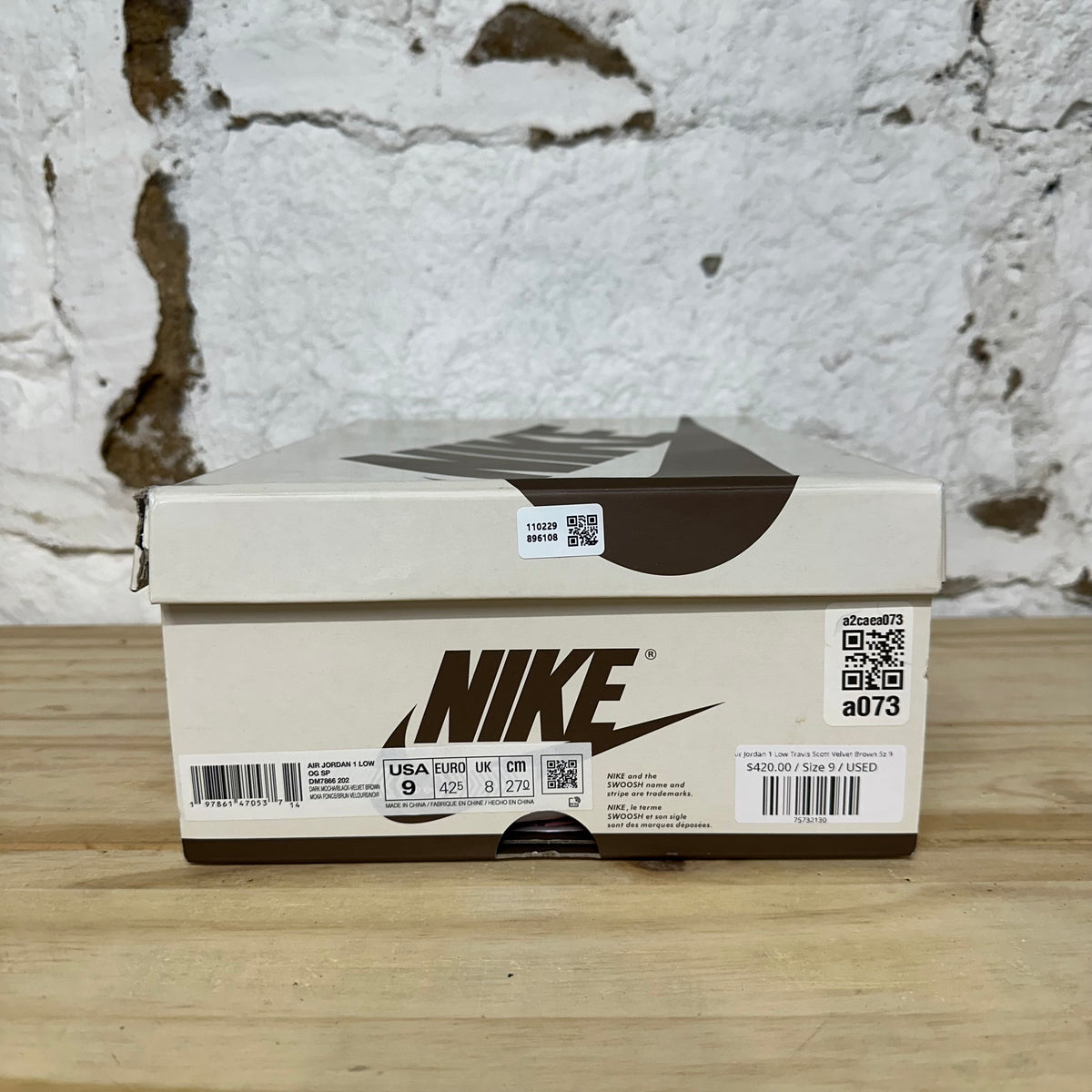 Air Jordan 1 Low Travis Scott Velvet Brown Sz 9