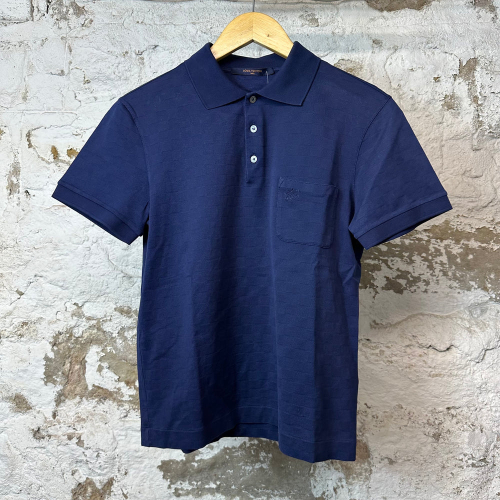 Louis Vuitton Damier Pocket Polo Shirt Navy Blue Sz S