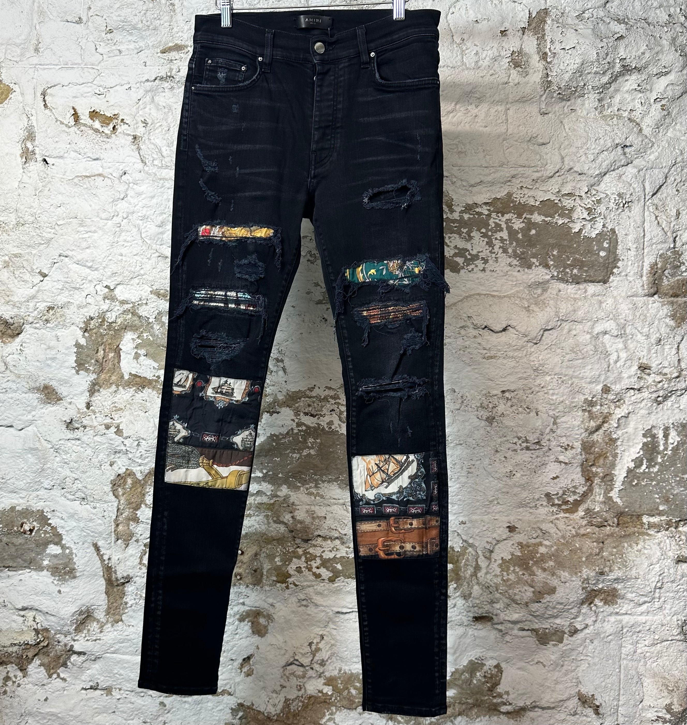 Amiri MX1 Olympic Patch Black Denim Jeans Sz 31