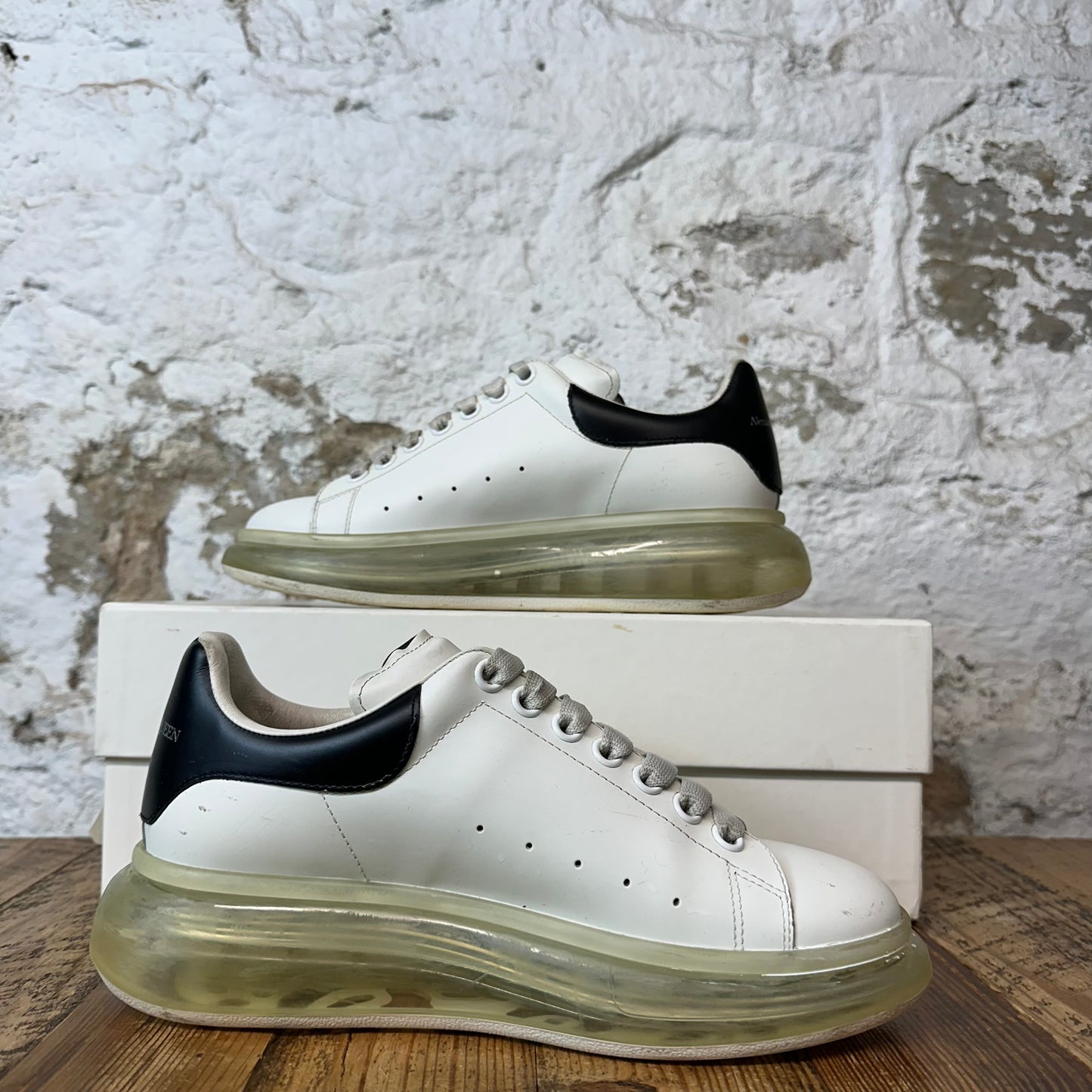 Alexander Mcqueen Black Tab White Clear Sole Sneaker Sz 6.5 (39)