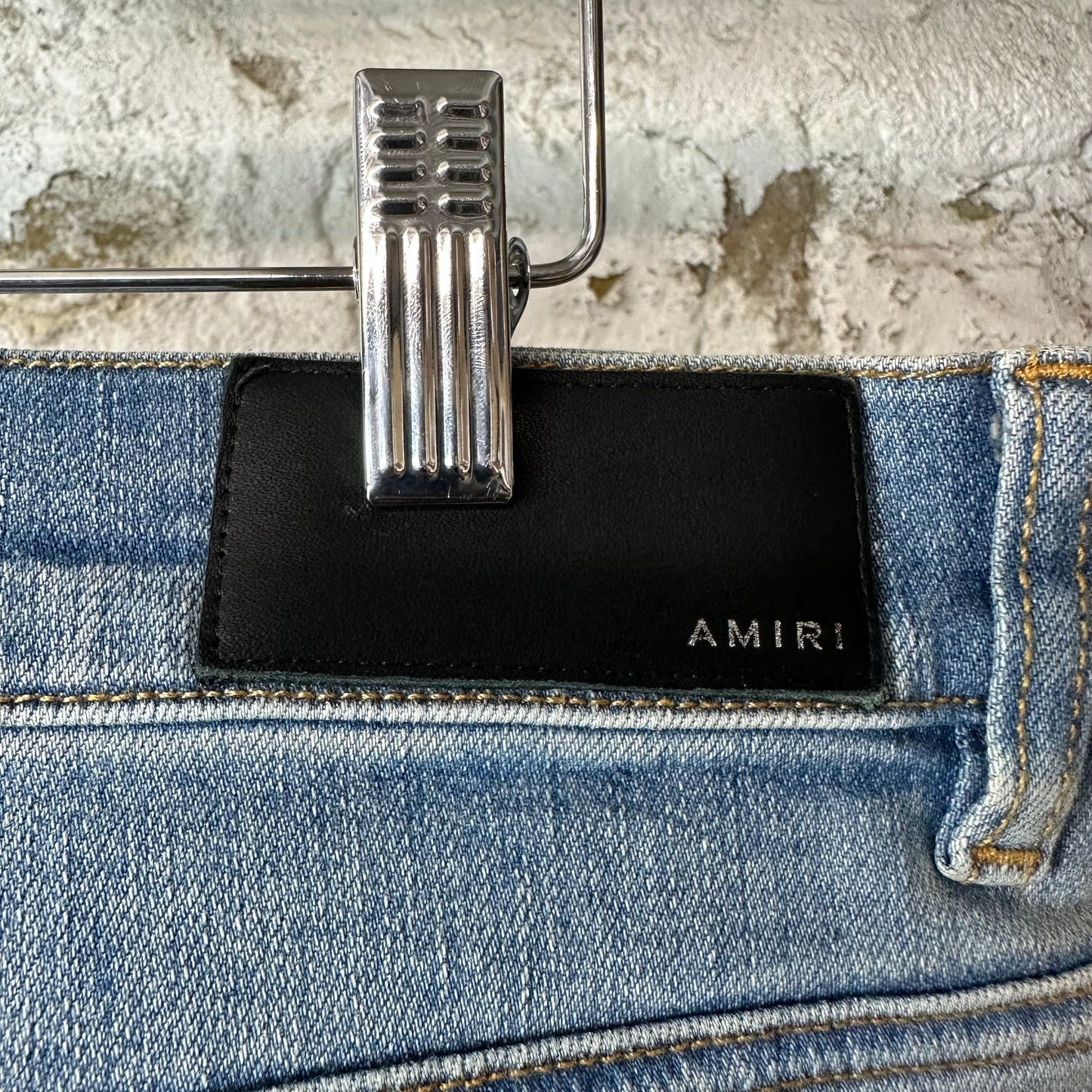 Amiri MX1 Cream Suede Blue Denim Jeans Sz 34