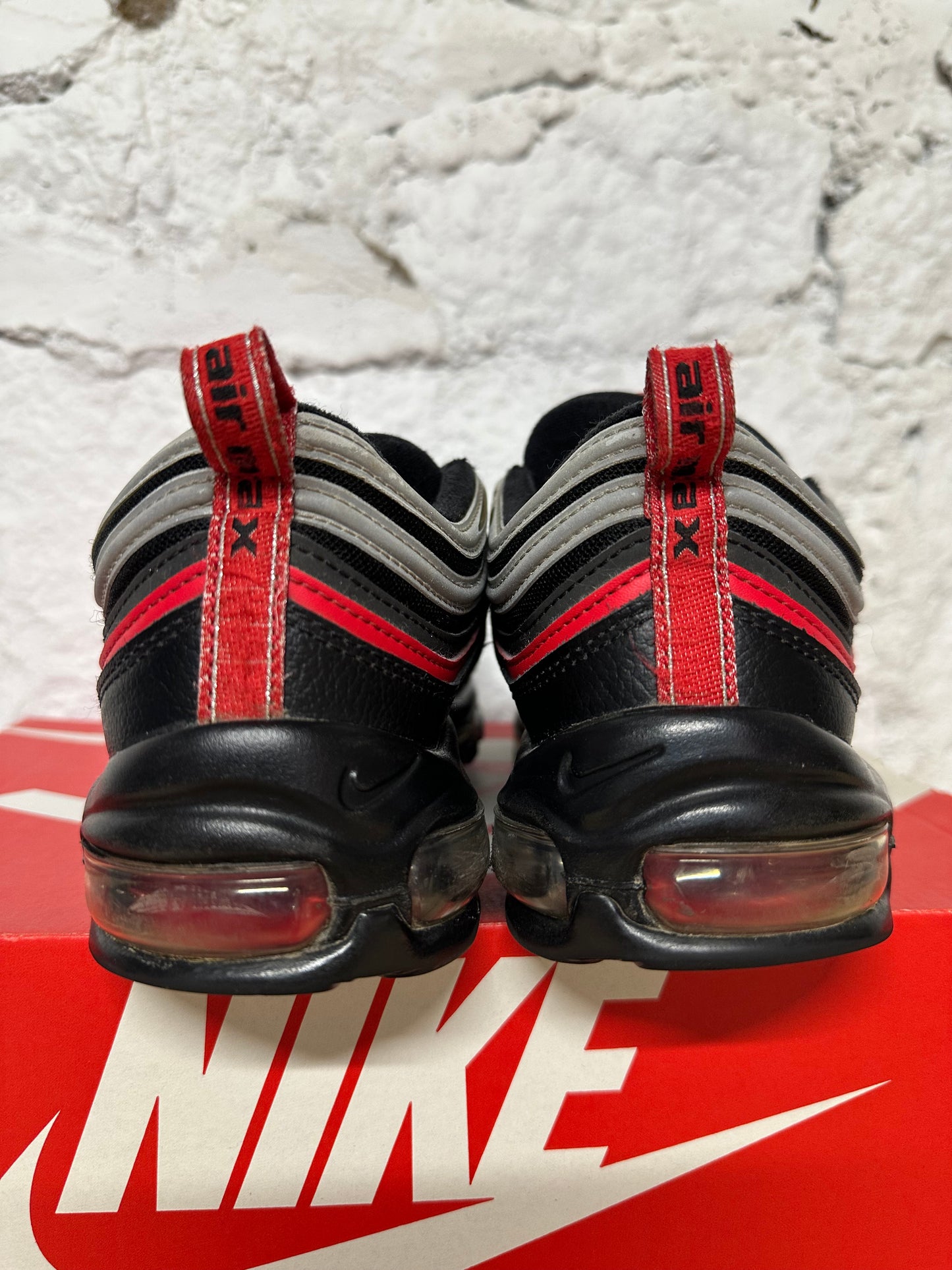 Nike Air Max 97 Black Red Silver Sz 9