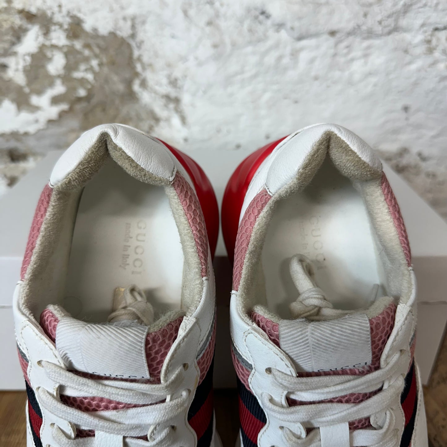 Gucci Rhyton White Pink Red Sneaker Sz 5.5 (37.5)