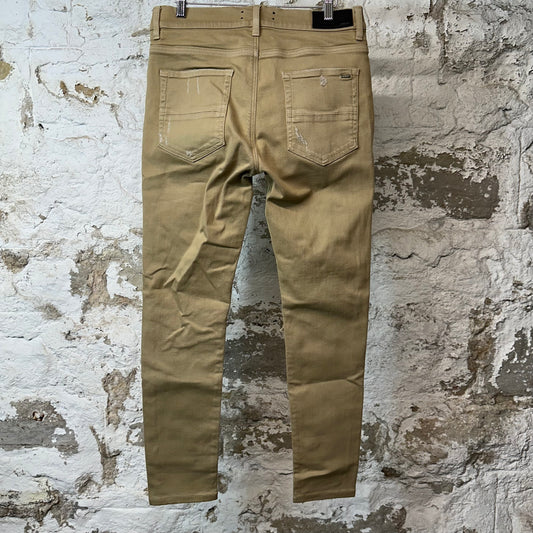 Amiri MX1 Tan Leather Tan Denim Jeans Sz 31
