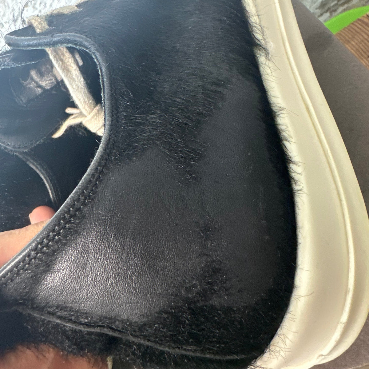 Rick Owens Pony Hair Black Milk Sneaker Sz 14 (47)