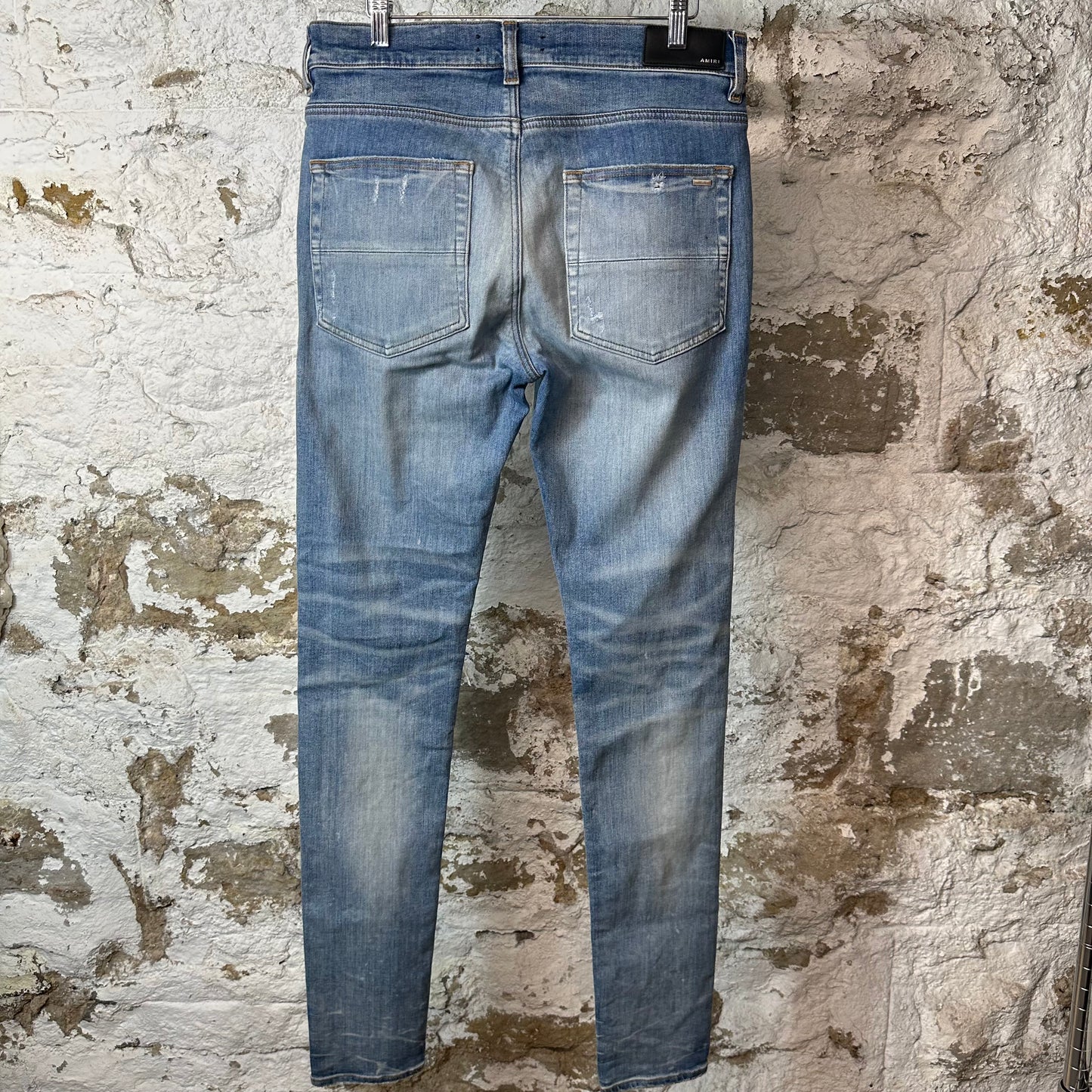 Amiri MX1 Red Suede Blue Denim Jeans Sz 33