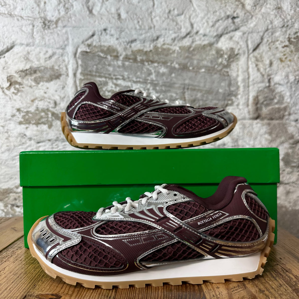 Bottega Veneta Burgundy Silver Orbit Sneaker Sz 7 (40)