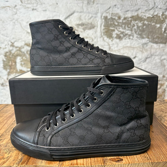 Gucci High Black GG Monogram Sneaker Sz 9.5