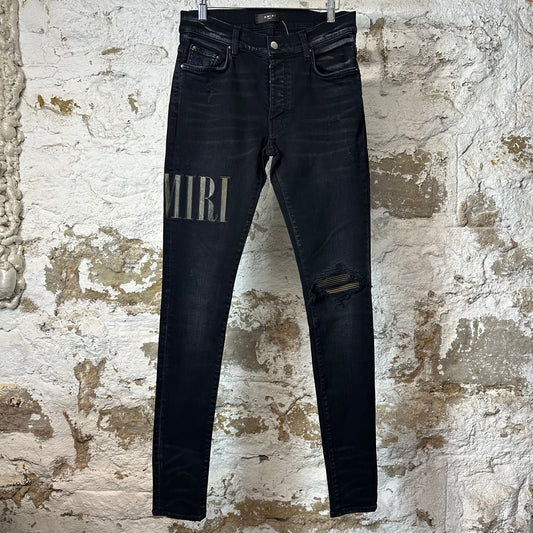 Amiri MX1 Camo Spell Black Denim Jeans Sz 30