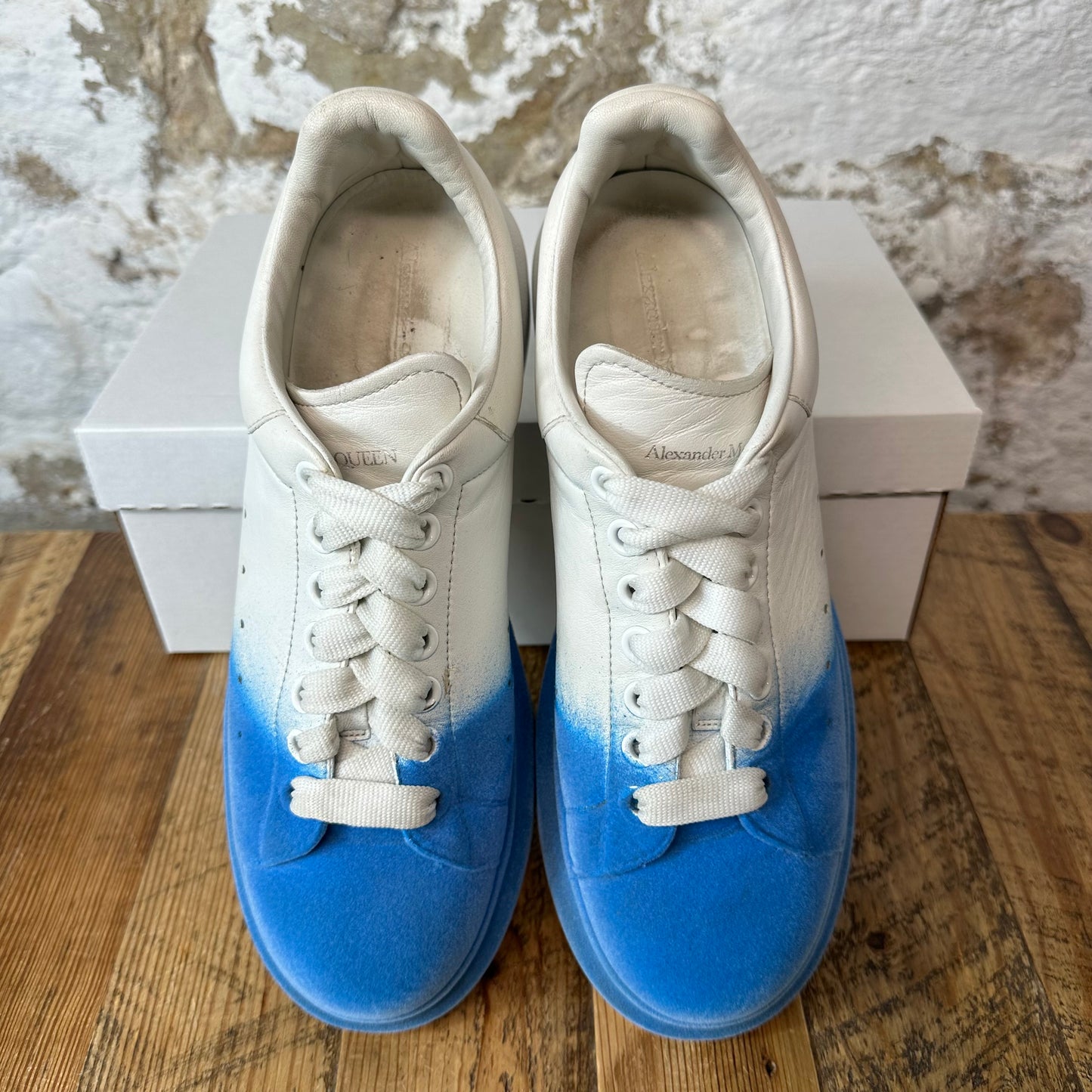 Alexander Mcqueen Fuzzy Blue Toe White Sneaker Sz 9 (42) No Box