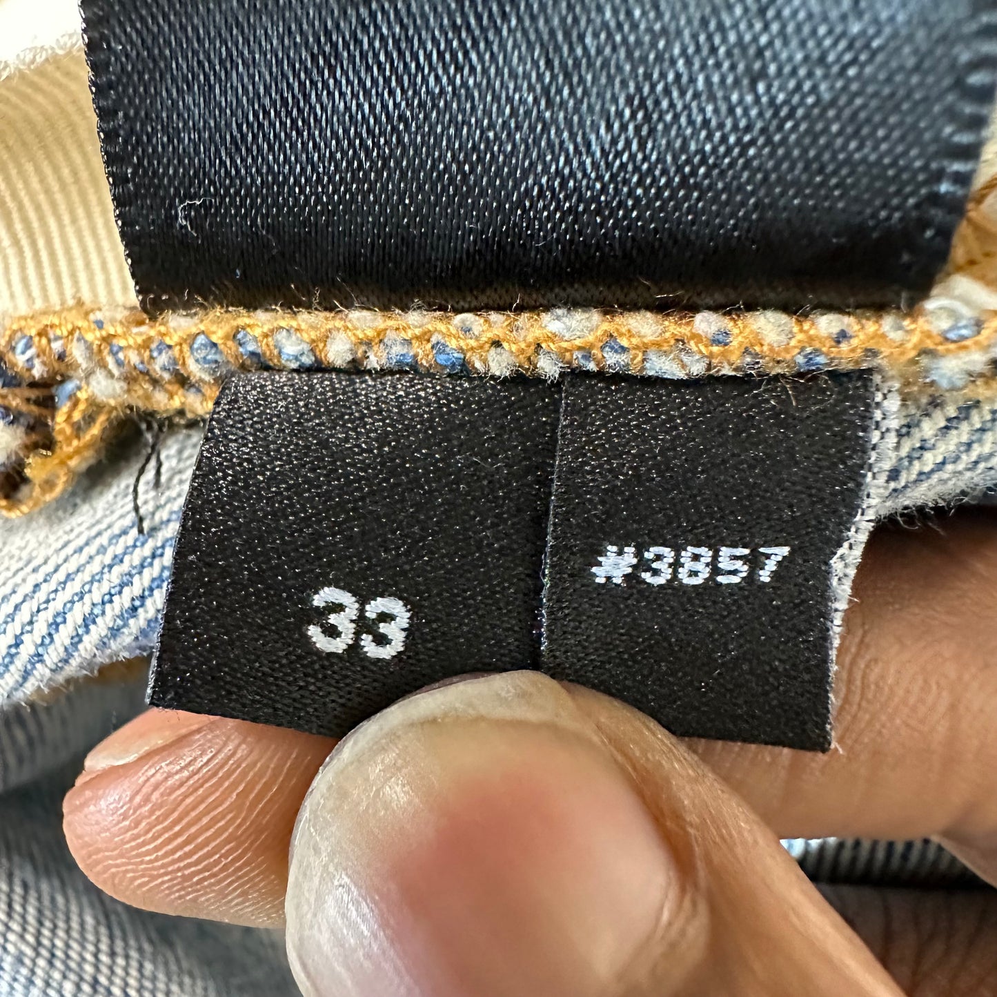 Amiri MX1 Cream Suede Blue Denim Jeans Sz 33