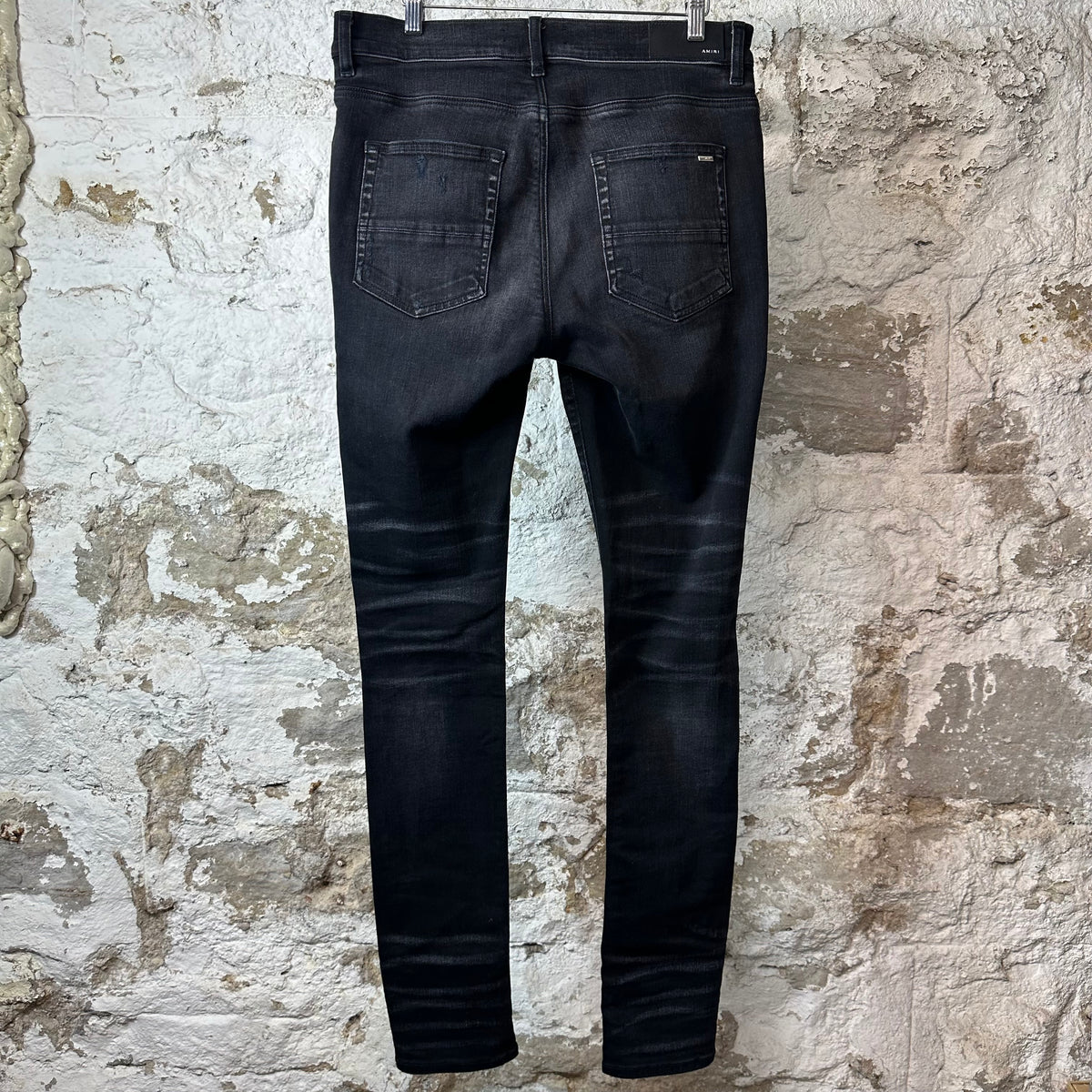Amiri Knee Rip Faded Black Denim Jeans Sz 33