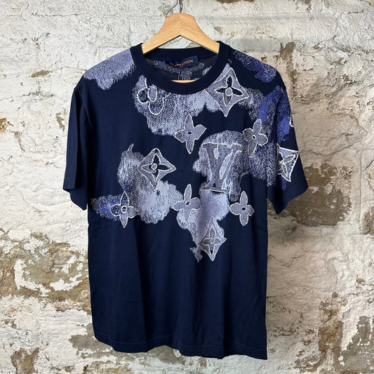 Louis Vuitton Watercolor Monogram Navy Knit T-Shirt Sz S