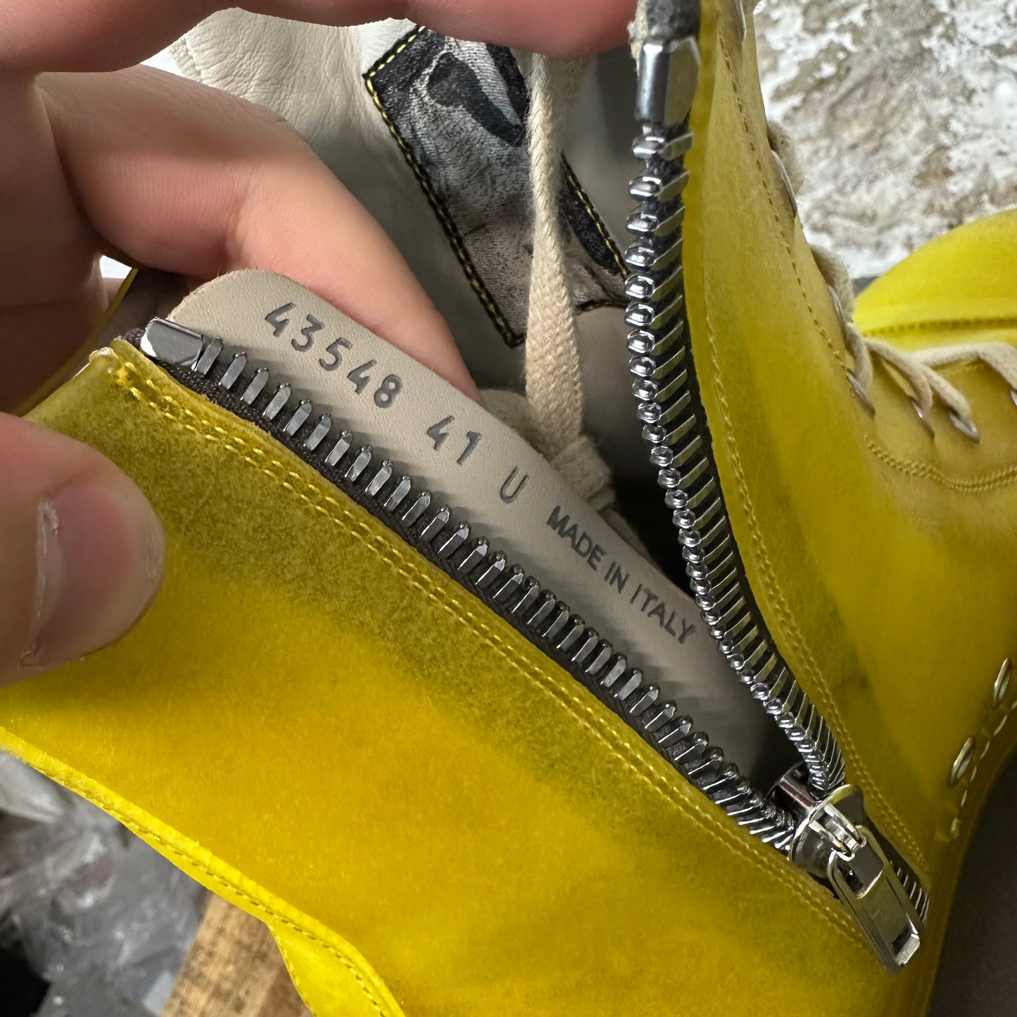 Rick Owens Transparent Yellow High Sneaker Sz 8 (41)