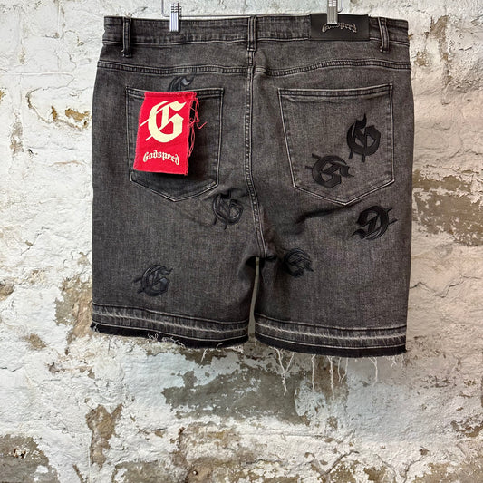 Godspeed G Patch Grey Jean Shorts Sz 38