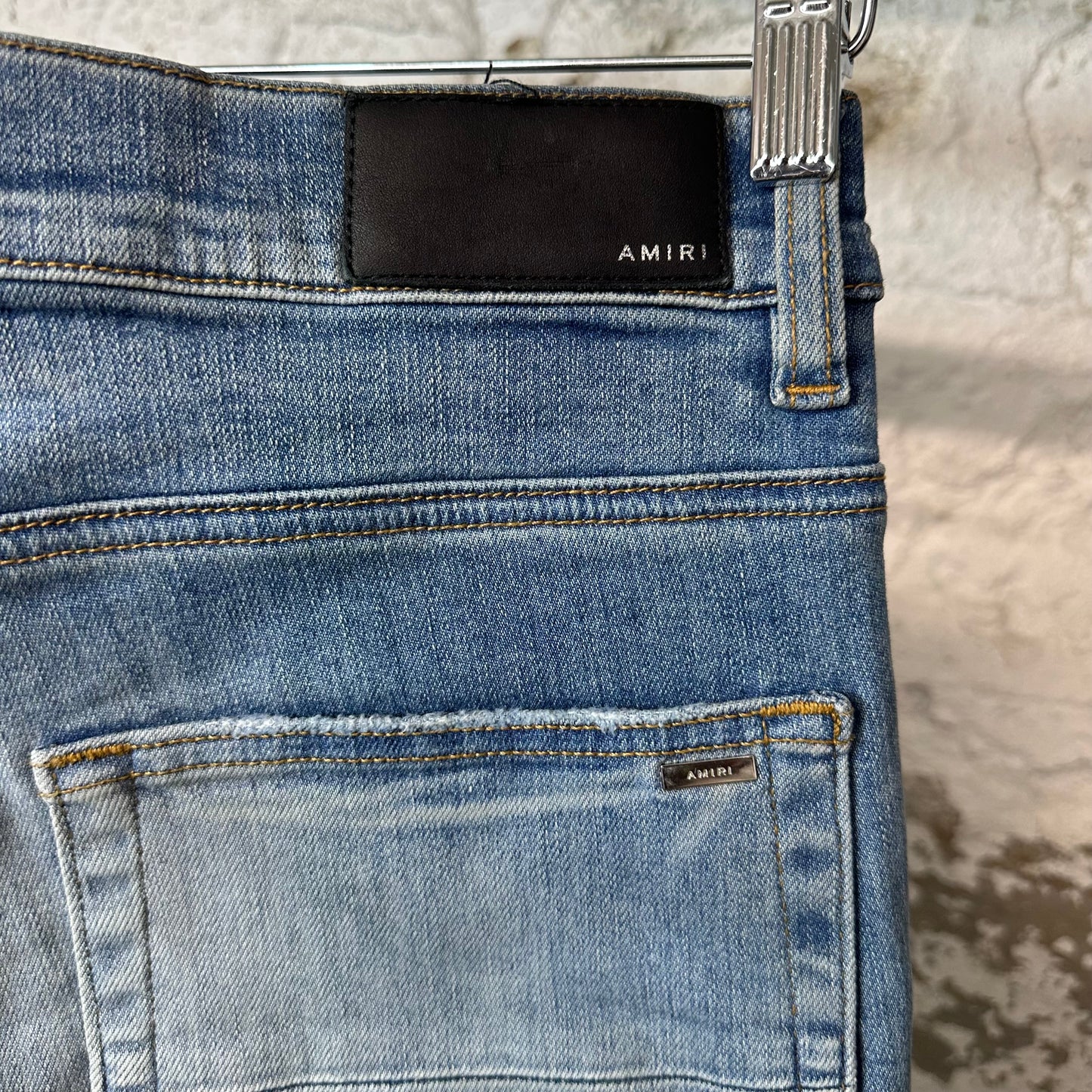 Amiri Purple Suede Spell Blue Denim Jeans Sz 32