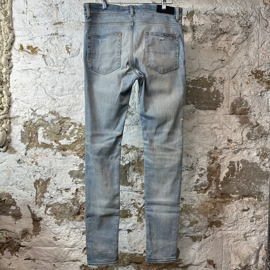 Amiri Cherub Angel Logo Blue Denim Jeans Sz 32
