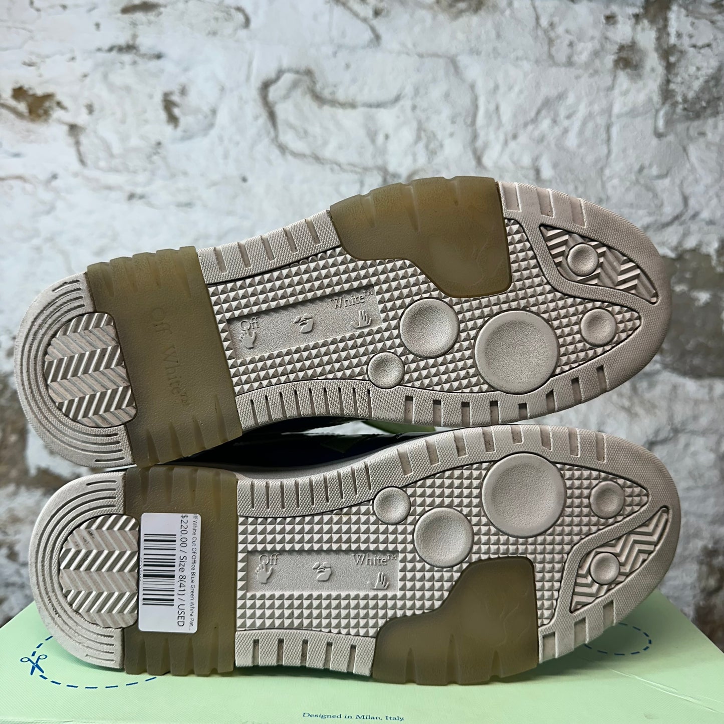 Off-White Out Of Office Blue Green White Patent Sneaker Sz 8 (41)
