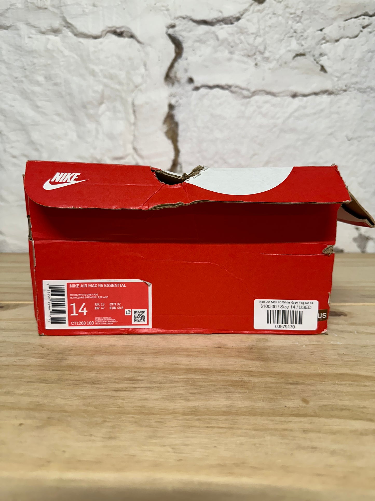 Nike Air Max 95 White Grey Fog Sz 14