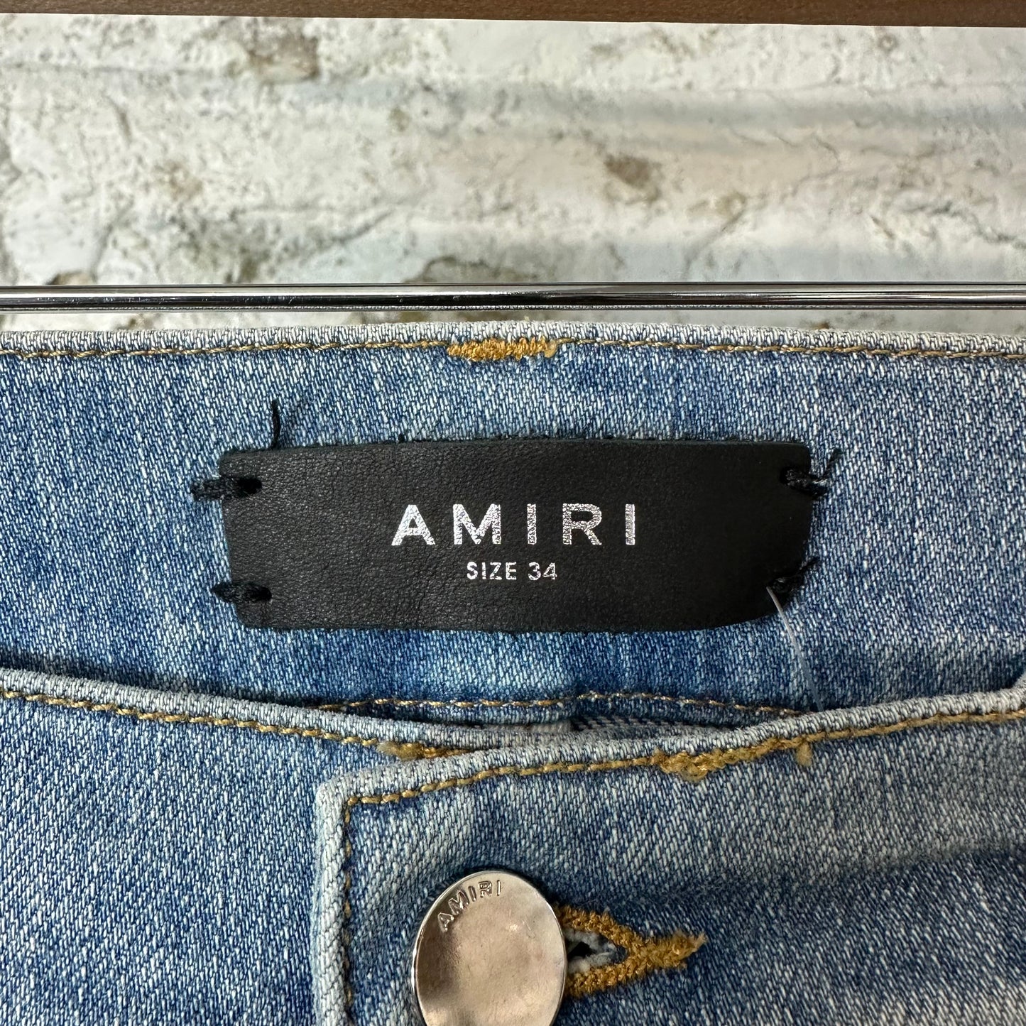 Amiri Leopard Thrasher Blue Denim Jeans Sz 34