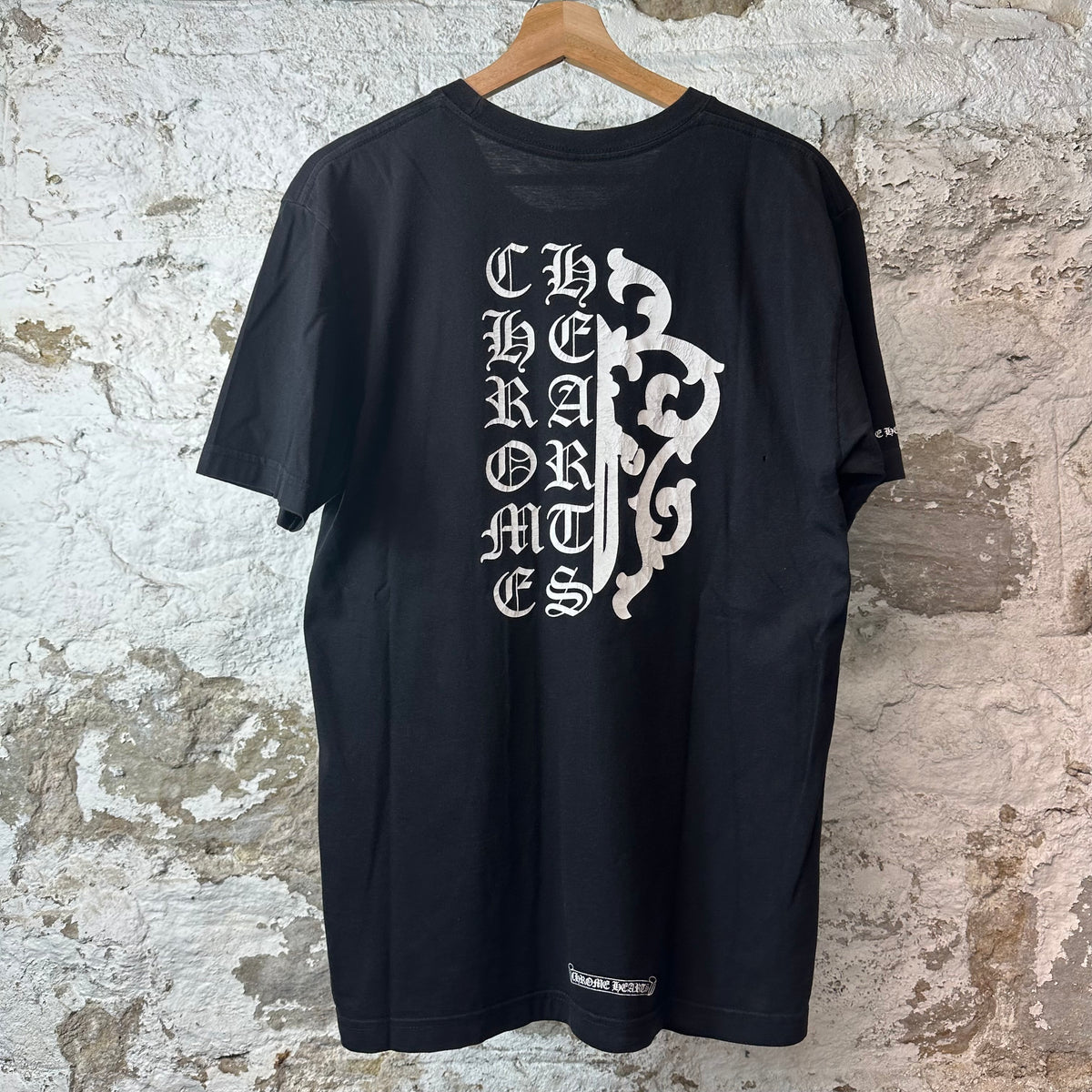 Chrome Hearts Dagger Spellout Black T-Shirt Sz L