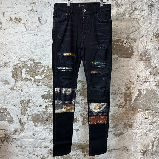 Amiri MX1 Olympic Patch Black Denim Jeans Sz 33
