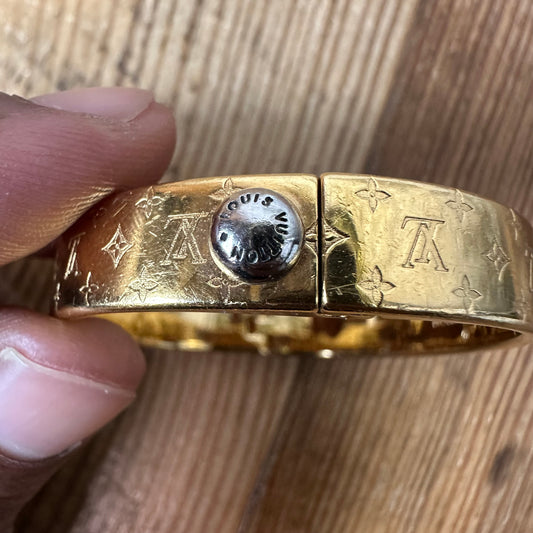 Louis Vuitton Gold Nanogram Cuff Bracelet