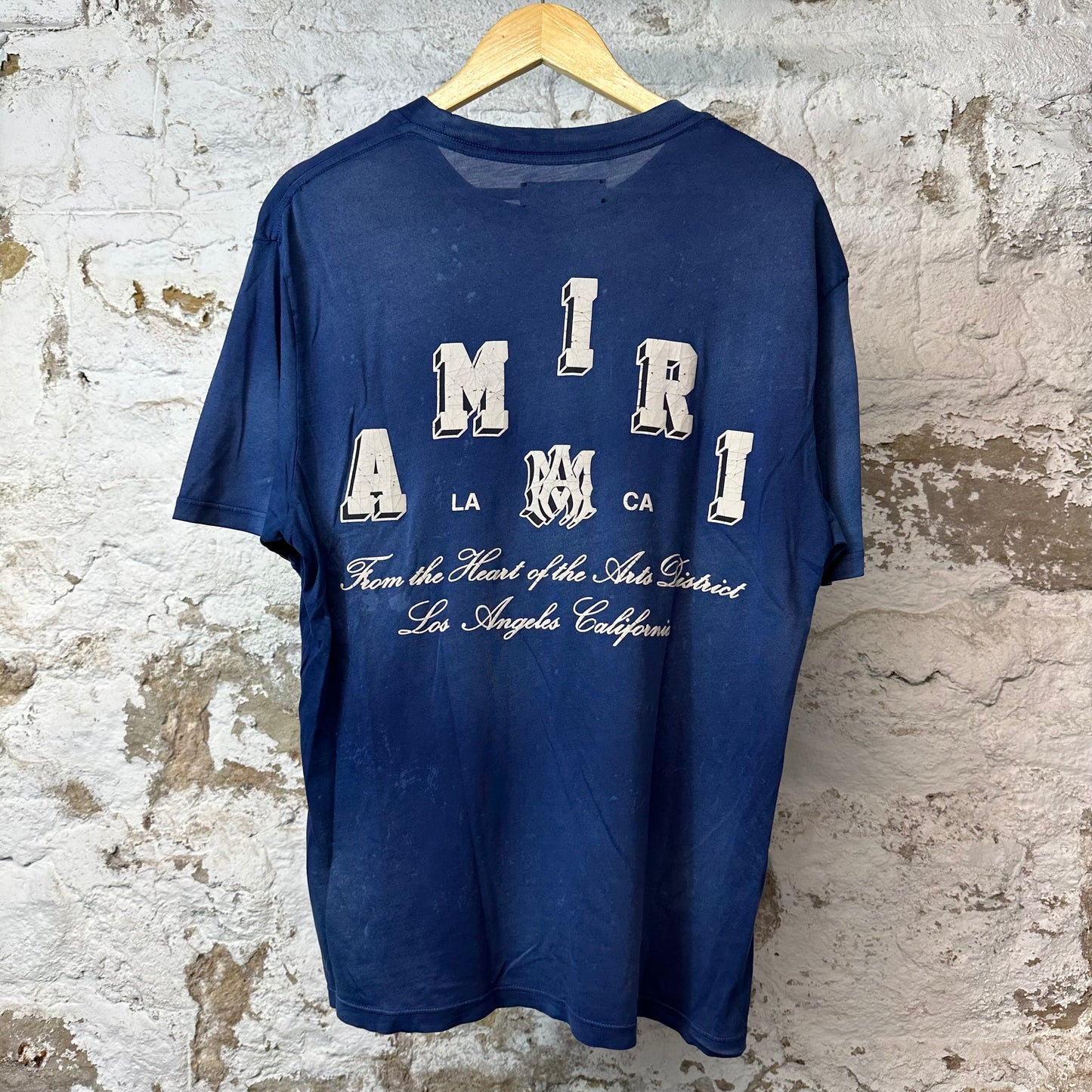 Amiri Cracked White Spell T-shirt Blue Sz S